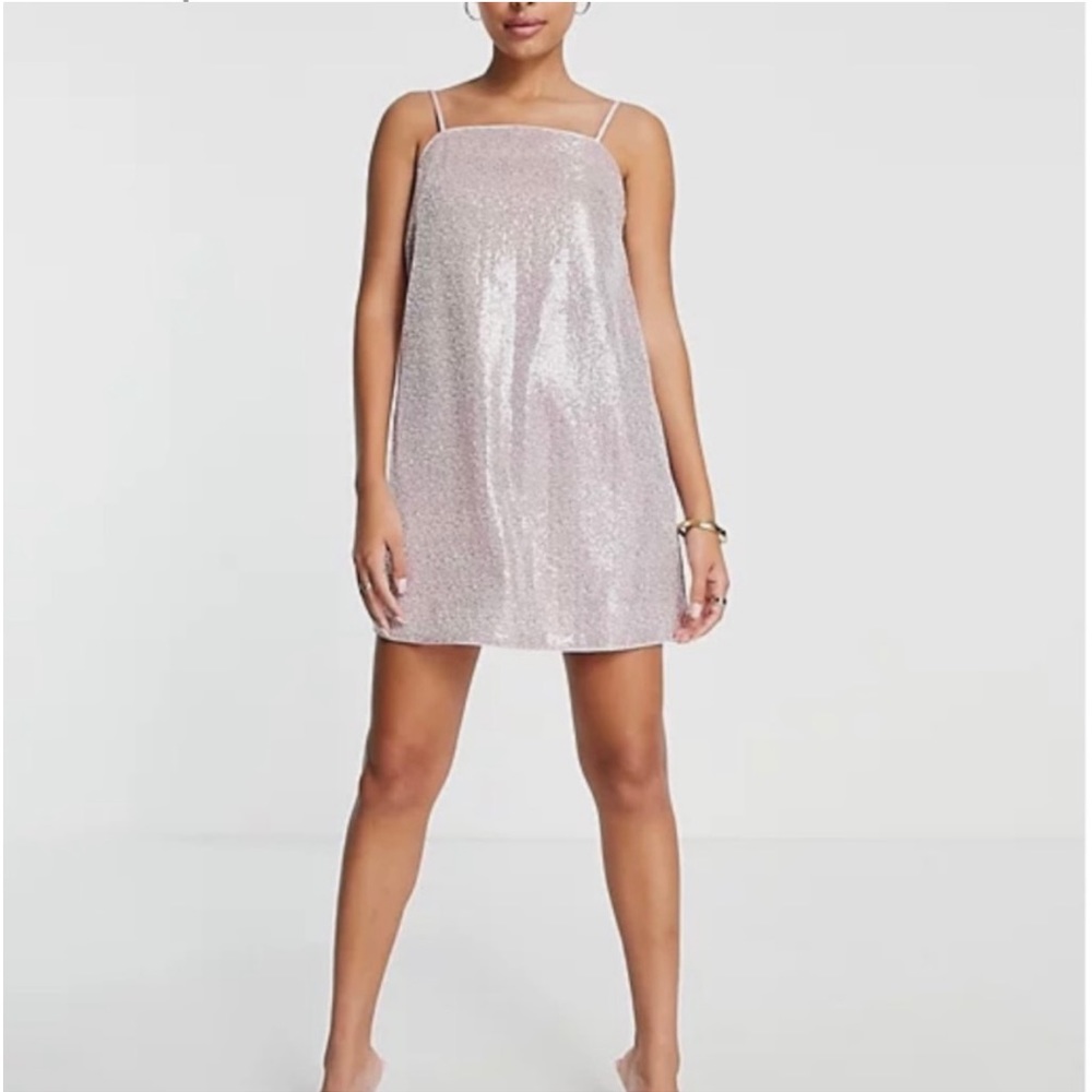 & Other Stories pink sequins dress mini  size 6